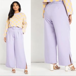 Eloquii lavender Belted Trouser With Side Slit